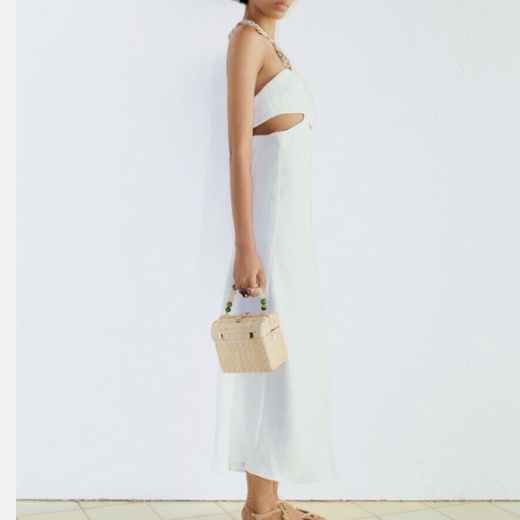 ZARA Midi Cut Out Halter Chain Detail XS NWT - Picture 6 of 12